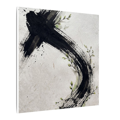 Ink Brushstroke Spring Canvas Art | Dark Japandi Sophisticated Design