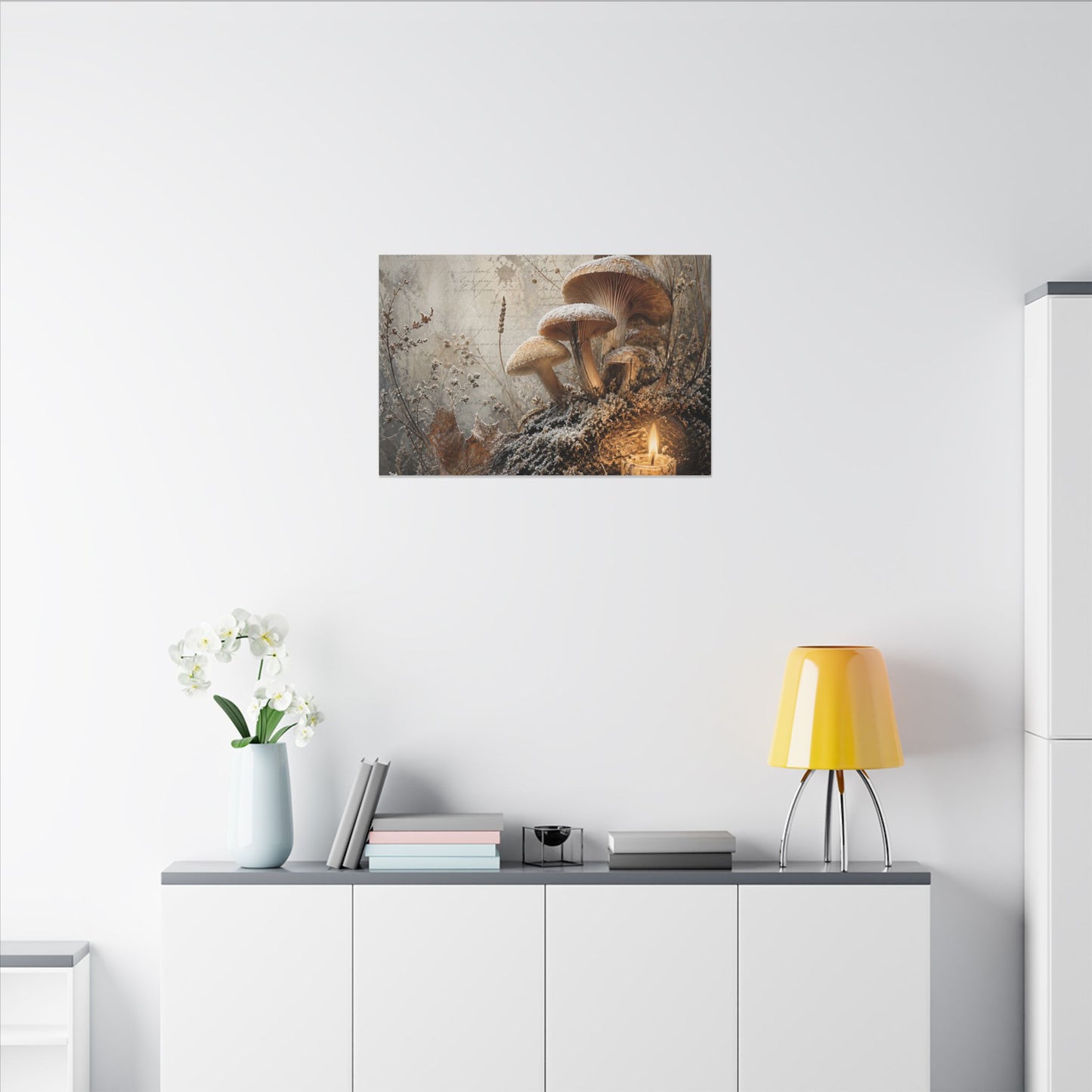 Wild Mushrooms Texture Canvas Art | Elegant Japandi Art
