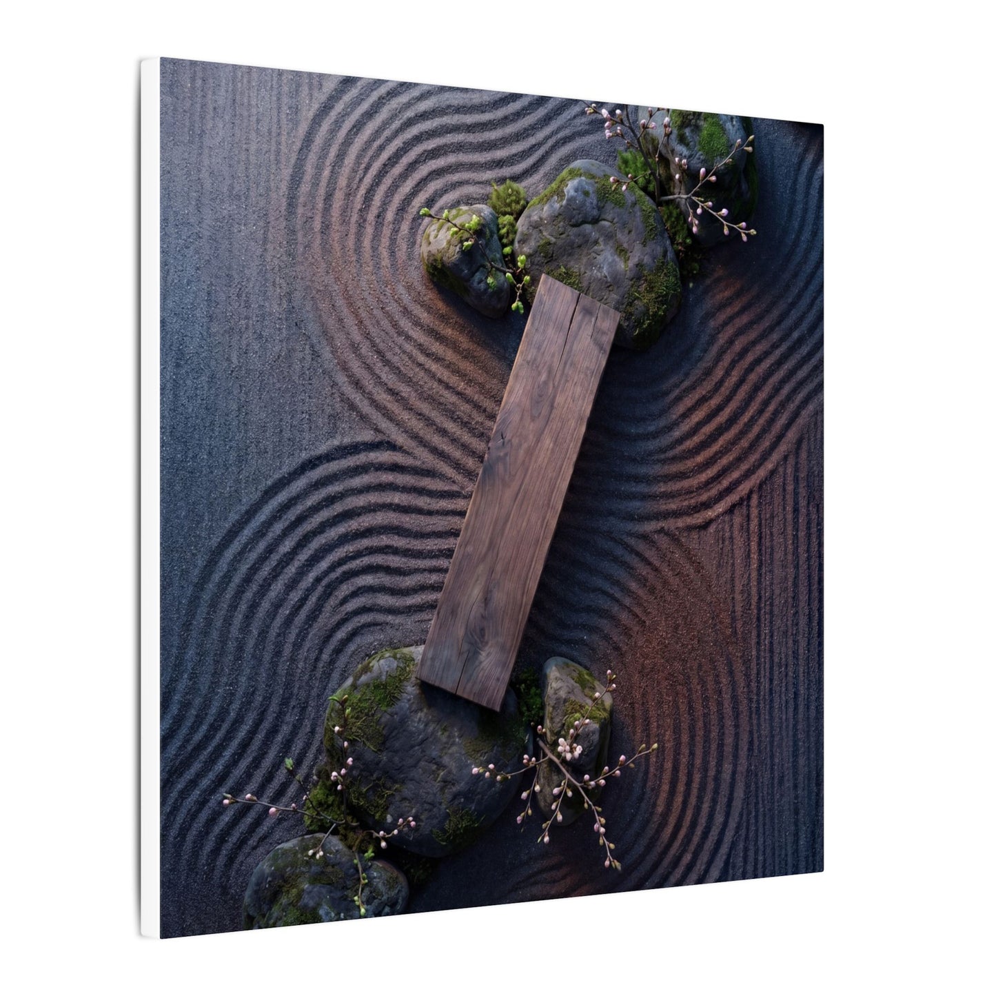 Spring Rock Garden Moody Minimal Canvas Art | Atmospheric Decor