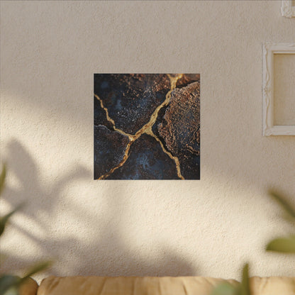 Winter Rust Patina Gold Vein Canvas Art | Resilient Decor