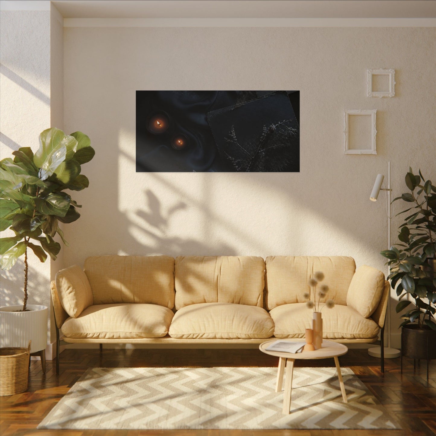 Candlelight Silk Drape Canvas Art - Dark Japandi Kanso