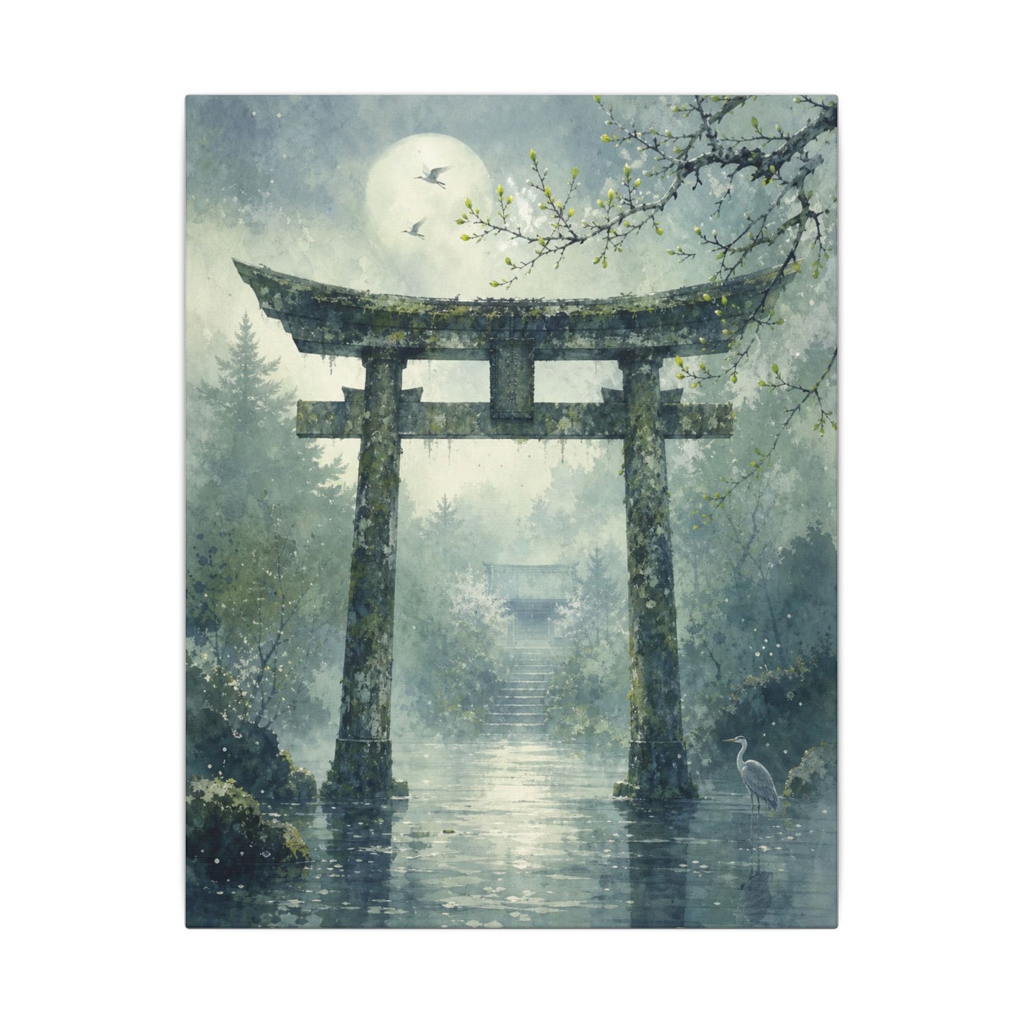 Earthy Torii Gate Canvas Art - Watercolor Japandi