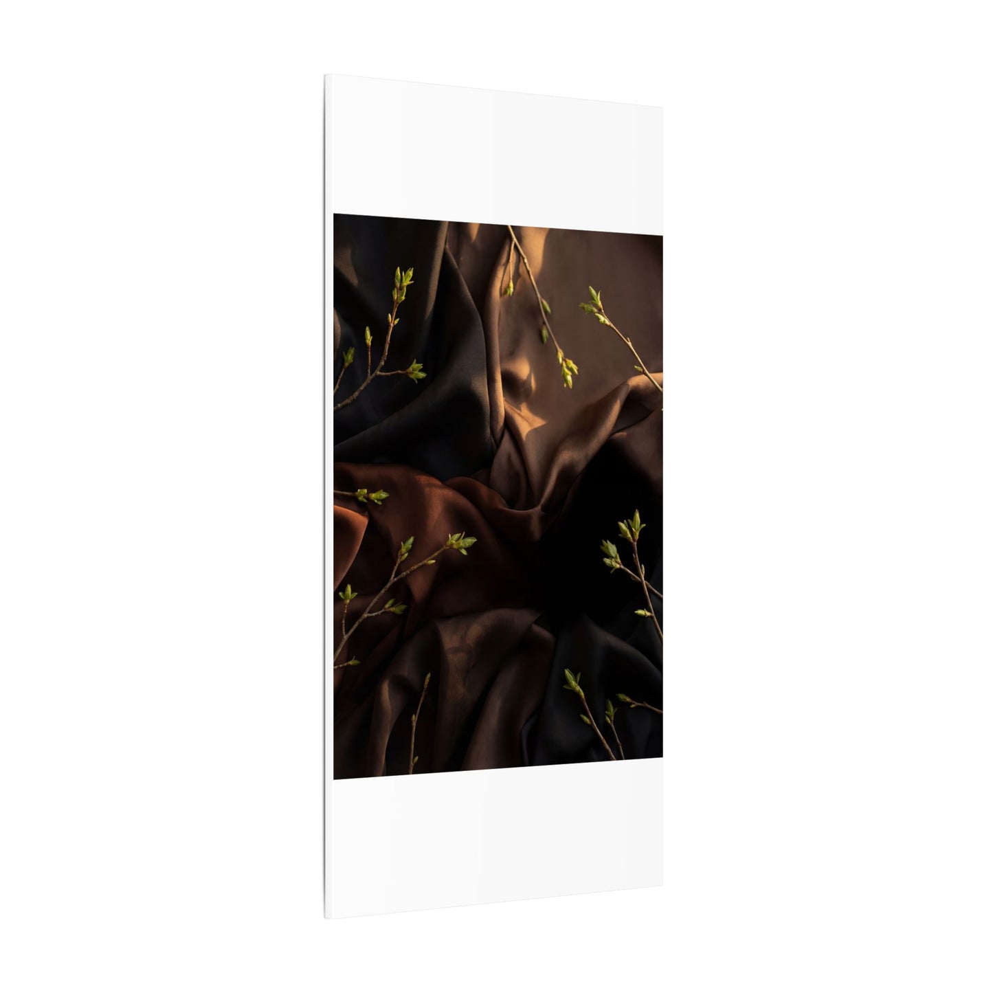 Dark Japandi Silk Drape in Golden Hour | Moody Minimal Canvas Art