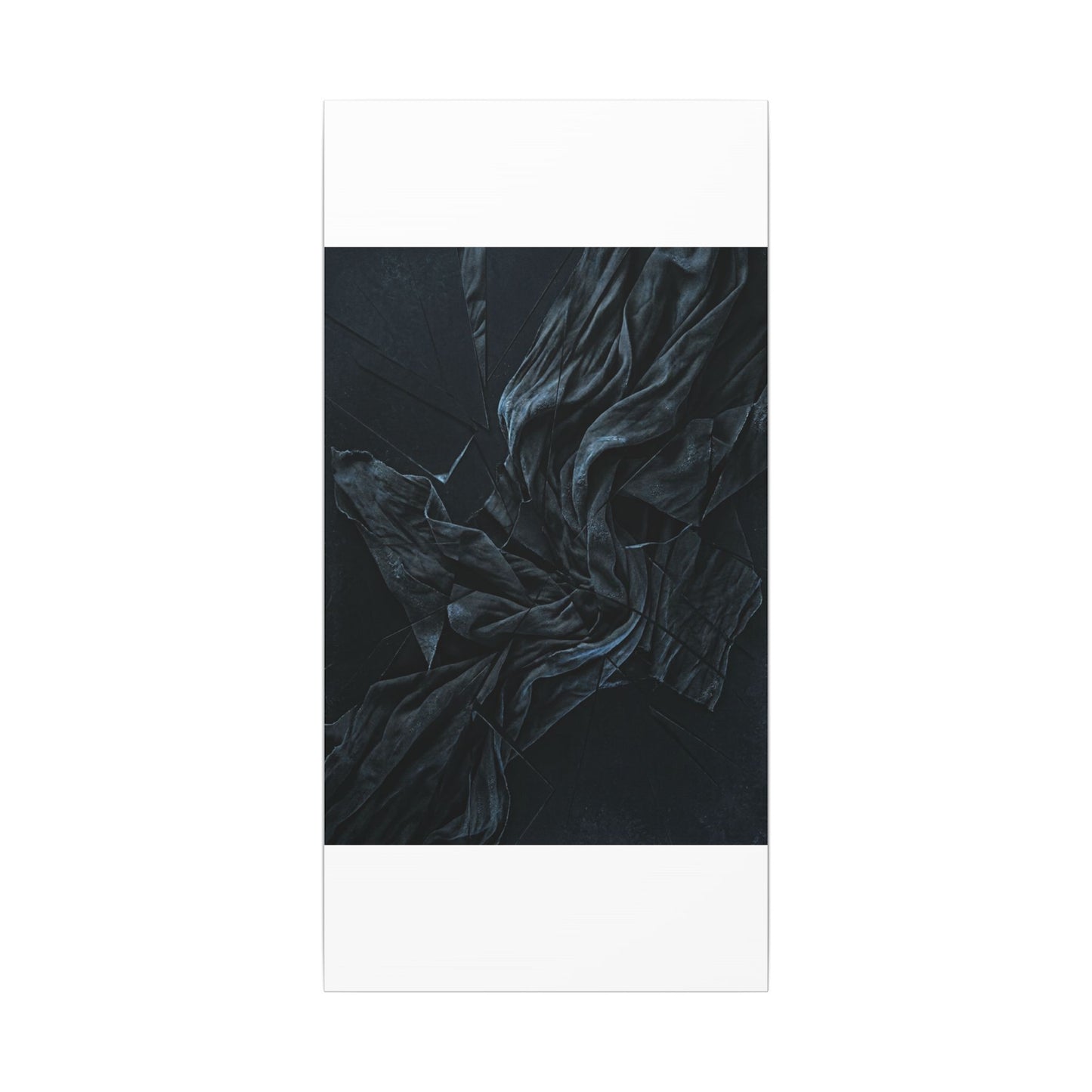 Dark Japandi Silk Drape in Moonlight | Moody Minimal Canvas Art