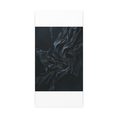 Dark Japandi Silk Drape in Moonlight | Moody Minimal Canvas Art