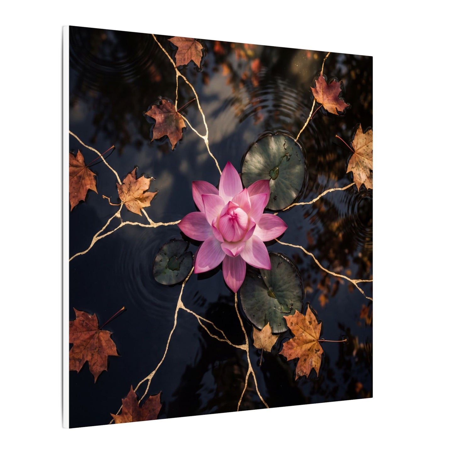 Ma Lotus Flower Canvas Art - Kintsugi Gold Vein