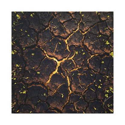 Cracked Earth Moody Minimal Canvas Art | Sophisticated Dark Japandi Art