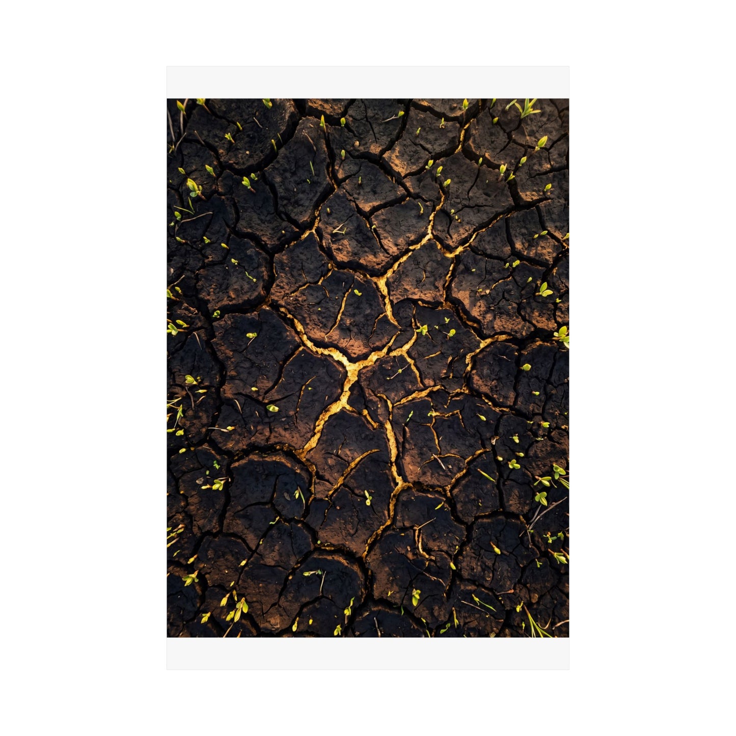 Golden Hour Cracked Earth Wall Art Print - Dark Japandi Seijaku