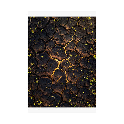 Golden Hour Cracked Earth Wall Art Print - Dark Japandi Seijaku