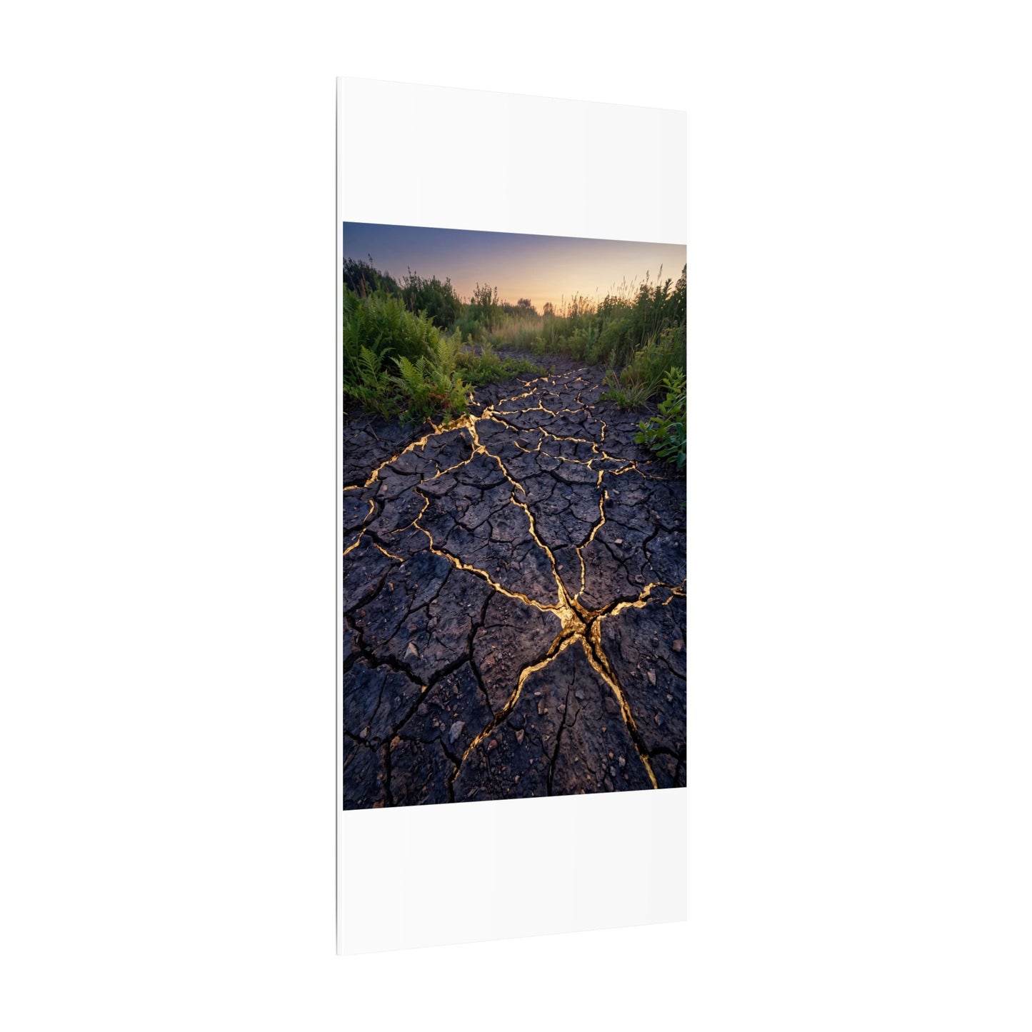 Cracked Earth Canvas Art | Summer Kintsugi Crackle Gold Art