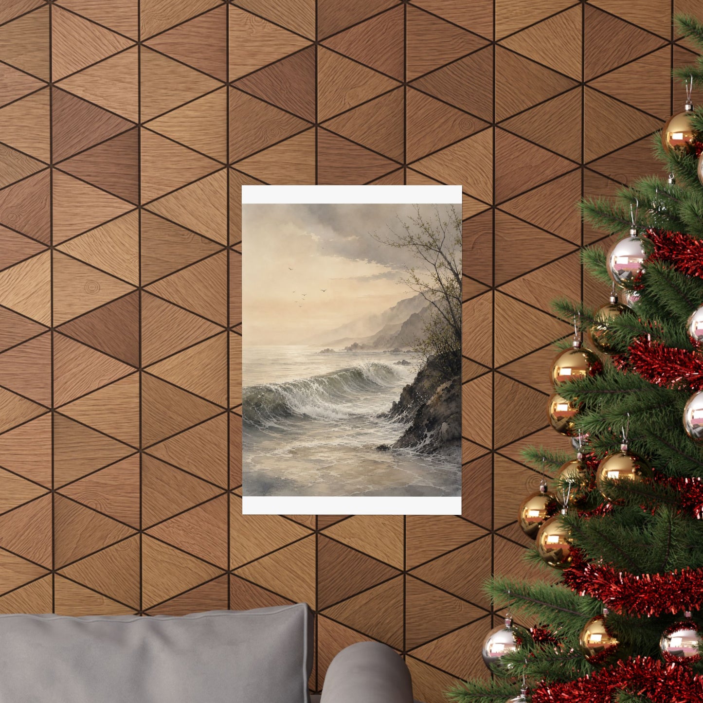 Warm Ocean Wave Wall Art Print - Watercolor Japandi