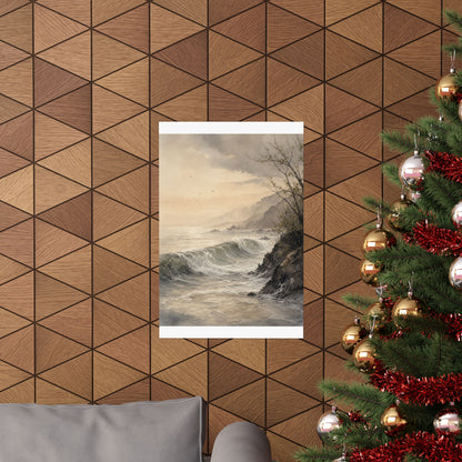Warm Ocean Wave Wall Art Print - Watercolor Japandi