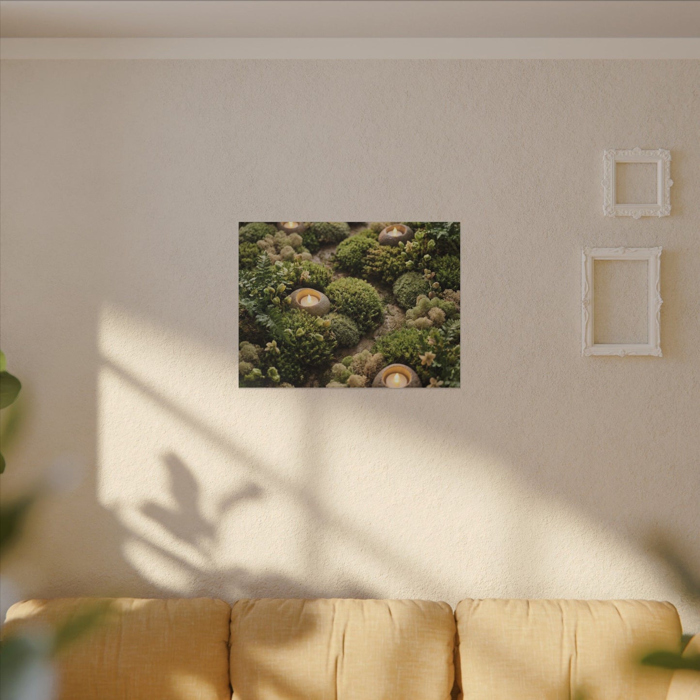 Moss Close Up Japanese Pattern Canvas Art | Neutral Japandi Art