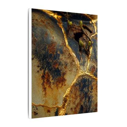 Datsuzoku Rust Patina Canvas Art - Kintsugi Crackle Gold