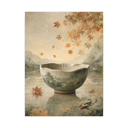 Autumn Ceramic Bowl Watercolor Canvas Art | Cozy Decor