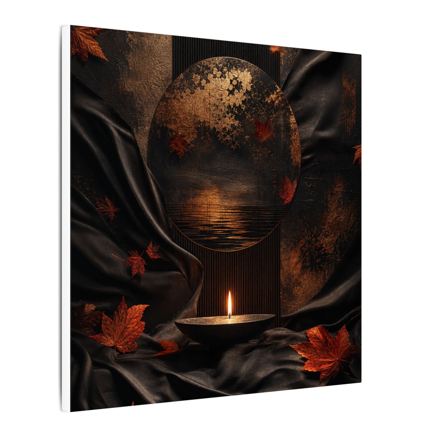 Silk Drape Autumn Canvas Art | Dark Japandi Moody Design