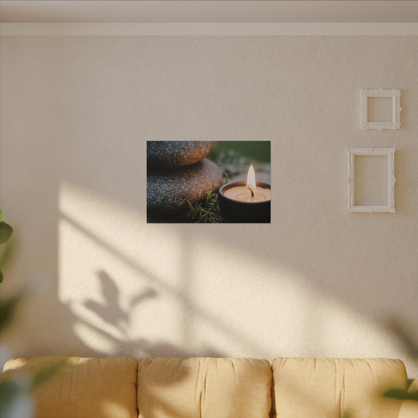 Warm River Stones Canvas Art - Japanese Pattern Japandi