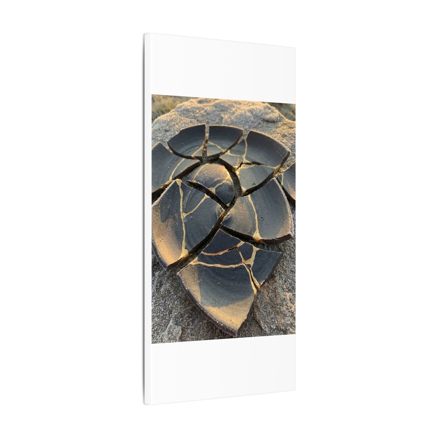 Broken Pottery Winter Canvas Art | Kintsugi Resilient Design