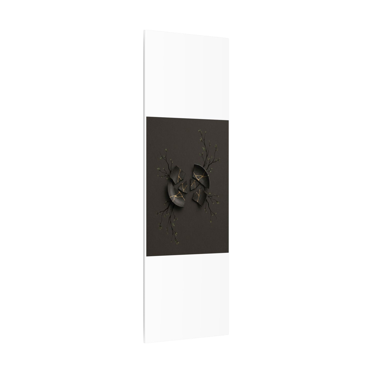 Sophisticated Broken Pottery Canvas Art - Charcoal Ink Dark Japandi