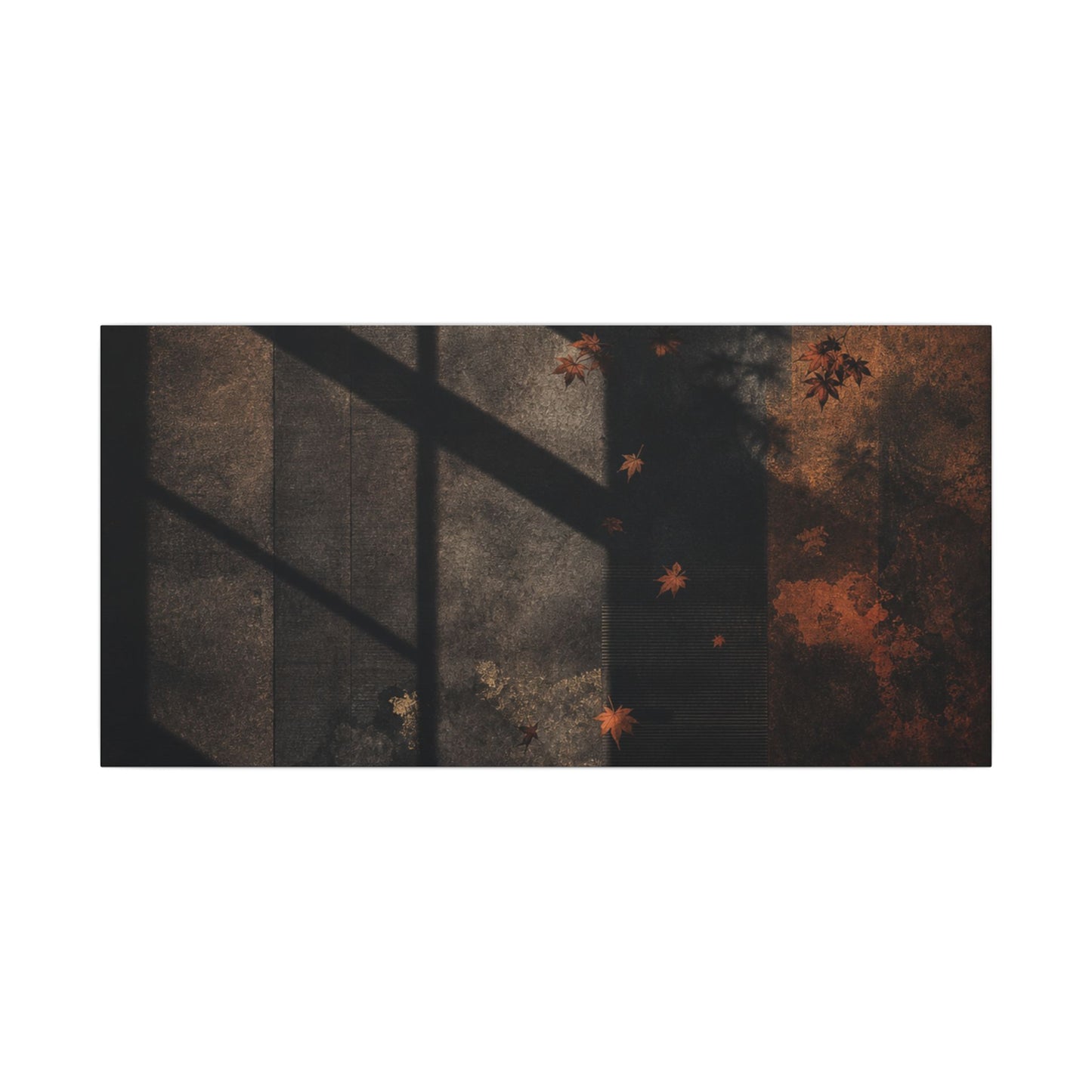 Sophisticated Shadow Play Canvas Art - Dark Texture Dark Japandi