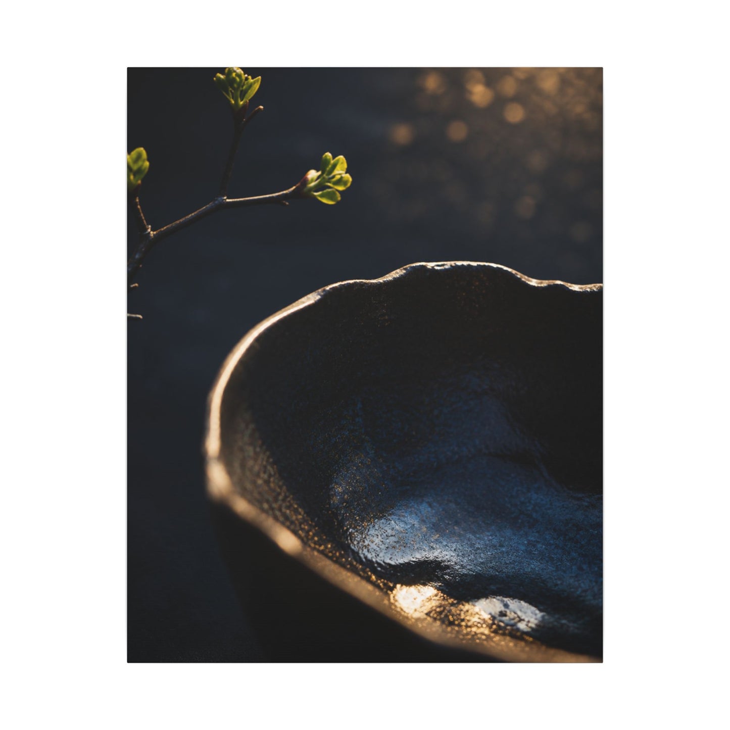 Ma Ceramic Bowl Canvas Art - Dark Japandi Shadow Zen