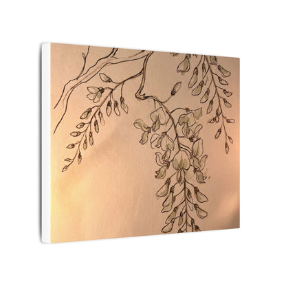 Japandi Wisteria in Candlelight | Minimal Line Canvas Art