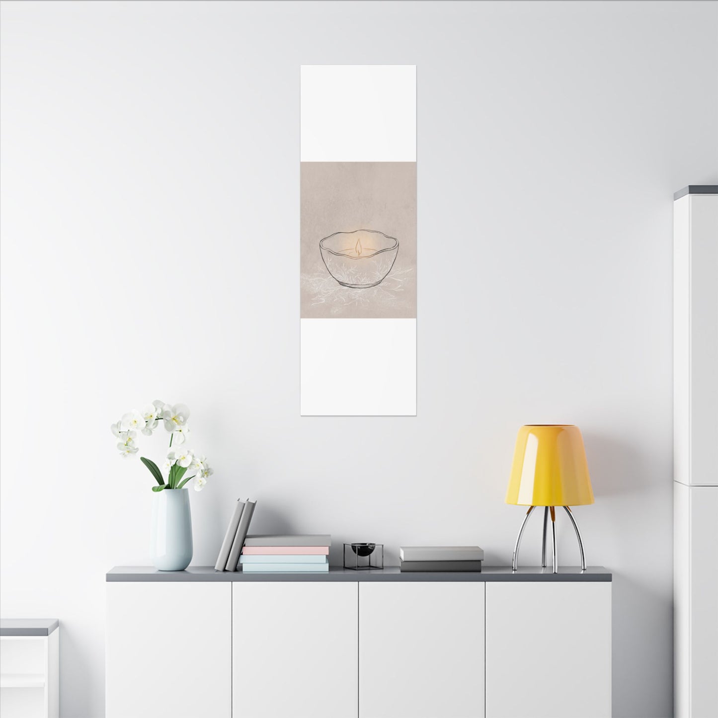 Ceramic Bowl Minimal Line Canvas Art | Neutral Japandi Art