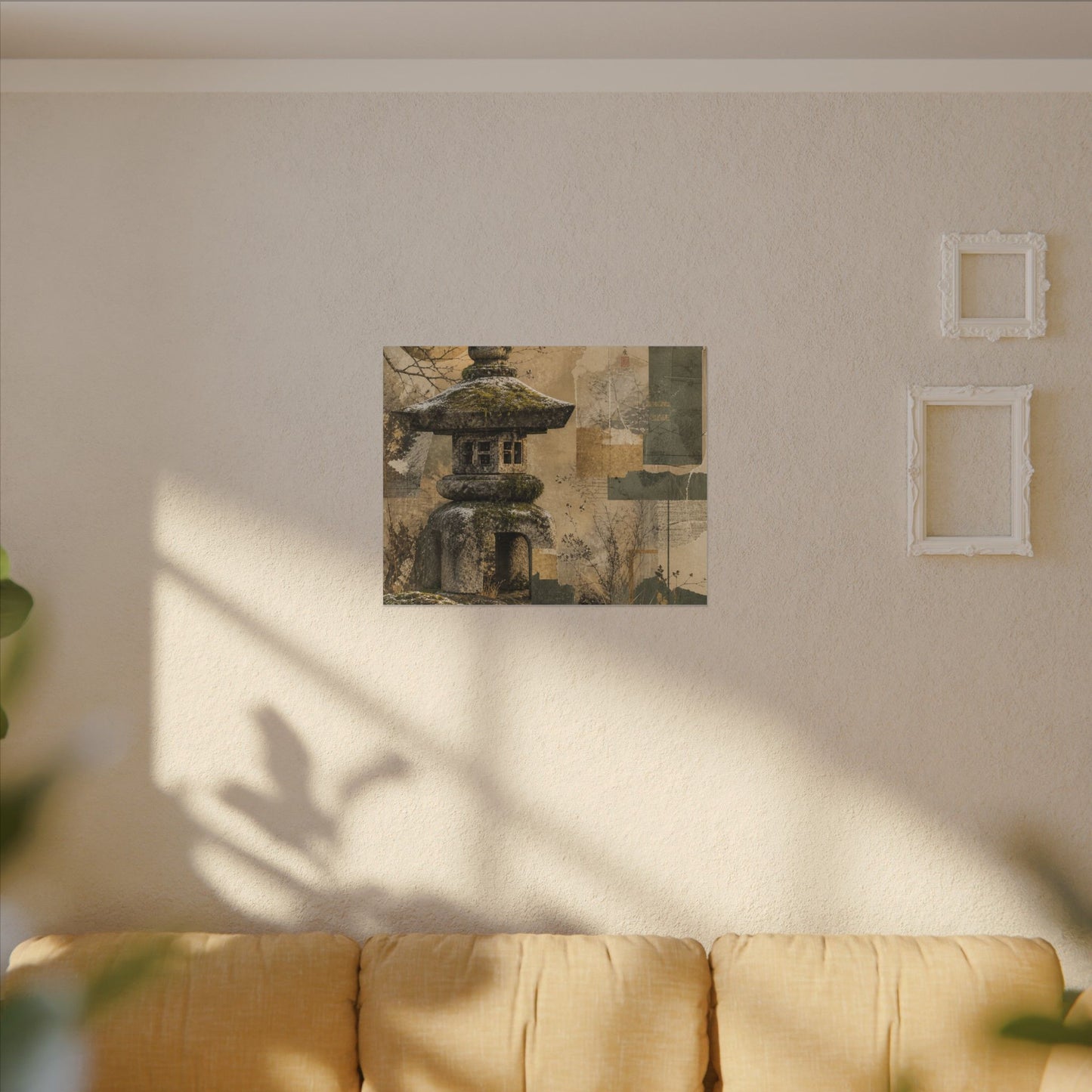 Elegant Stone Lantern Canvas Art - Texture Japandi
