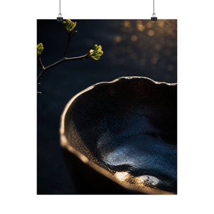 Ma Ceramic Bowl Wall Art Print - Dark Japandi Shadow Zen