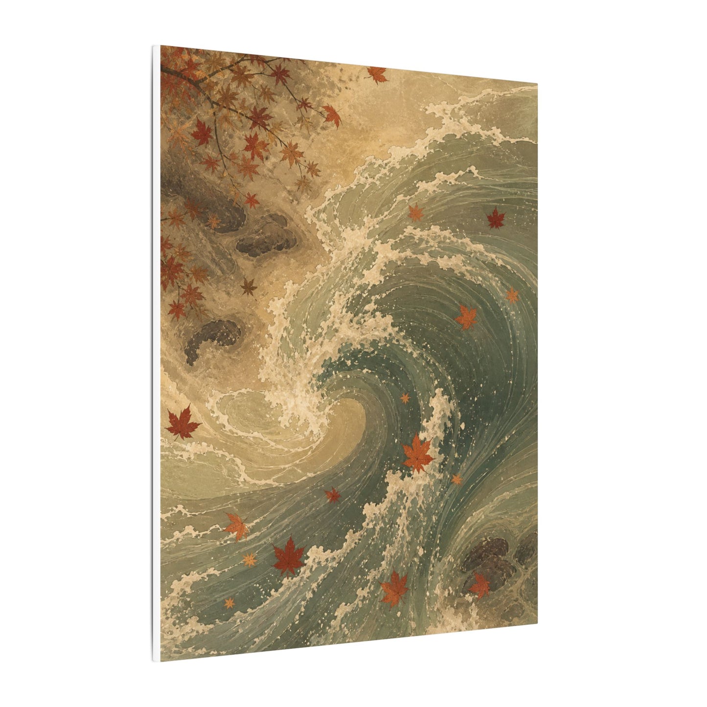 Japandi Ocean Wave in Candlelight | Japanese Pattern Canvas Art