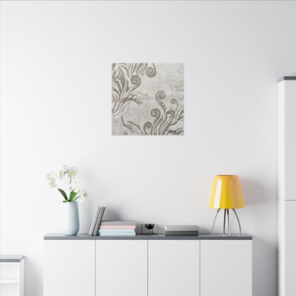 Japandi Fern Unfurling in Overcast | Japanese Pattern Canvas Art