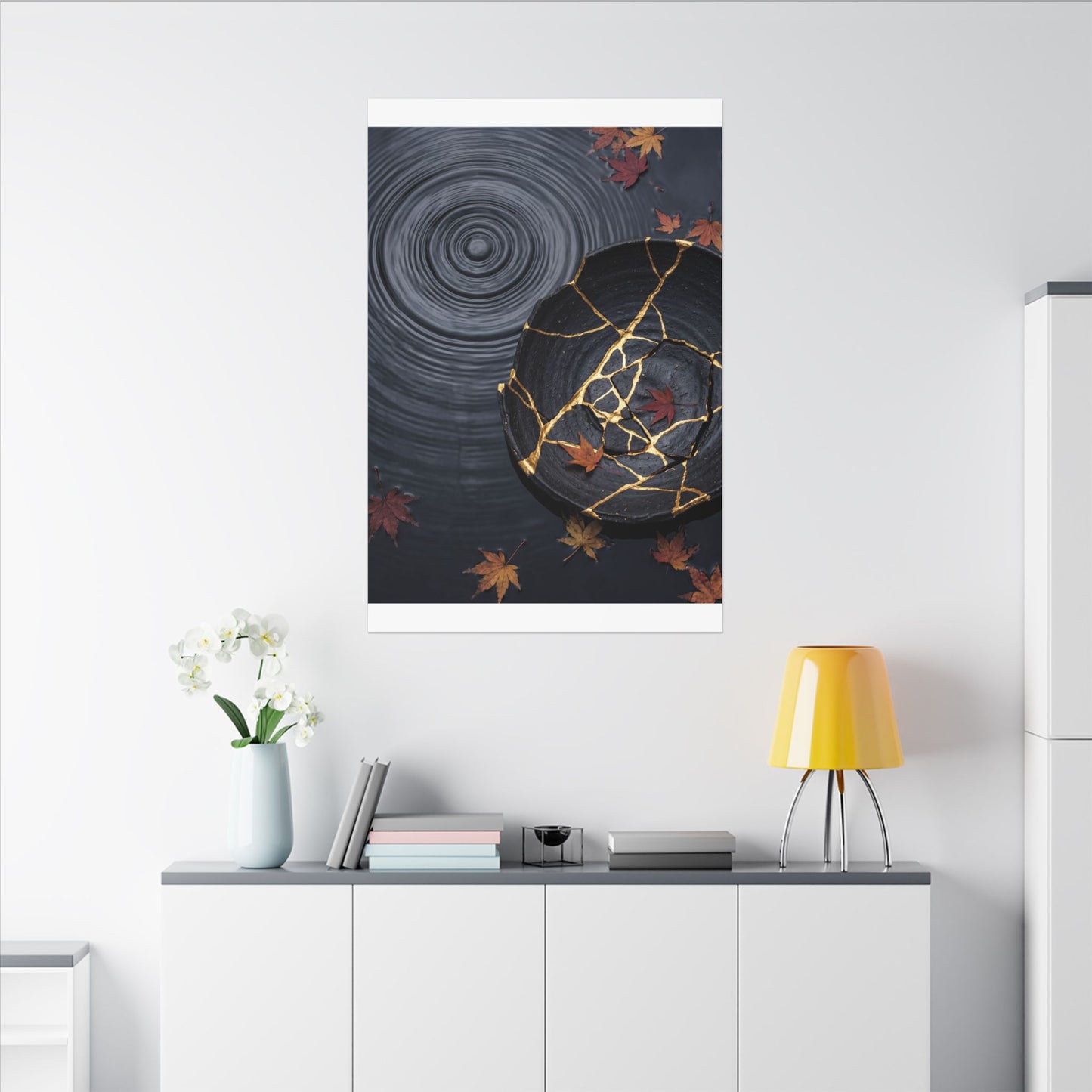 Philosophical Water Ripple Canvas Art - Gold Repair Kintsugi