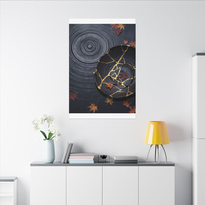 Philosophical Water Ripple Canvas Art - Gold Repair Kintsugi