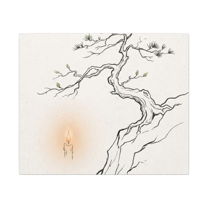Candlelight Pine Tree Canvas Art - Japandi Shibui