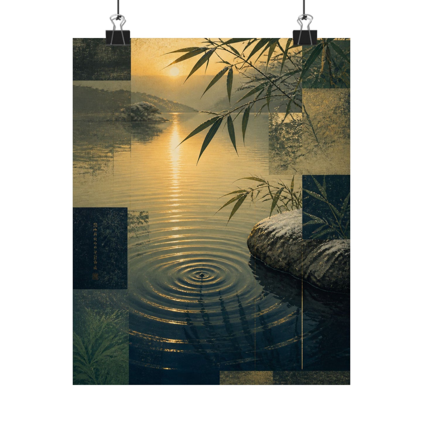 Winter Water Ripple Ukiyo E Inspired Wall Art Print | Tranquil Decor