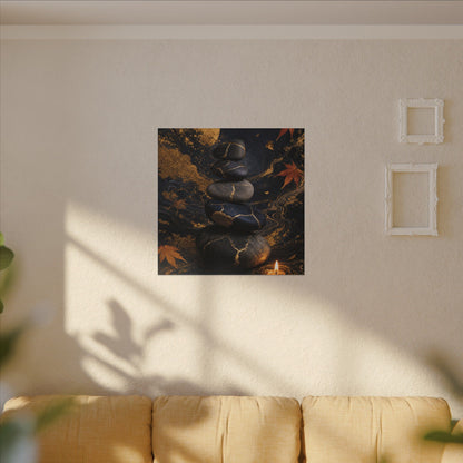 River Stones Autumn Canvas Art | Kintsugi Artful Design