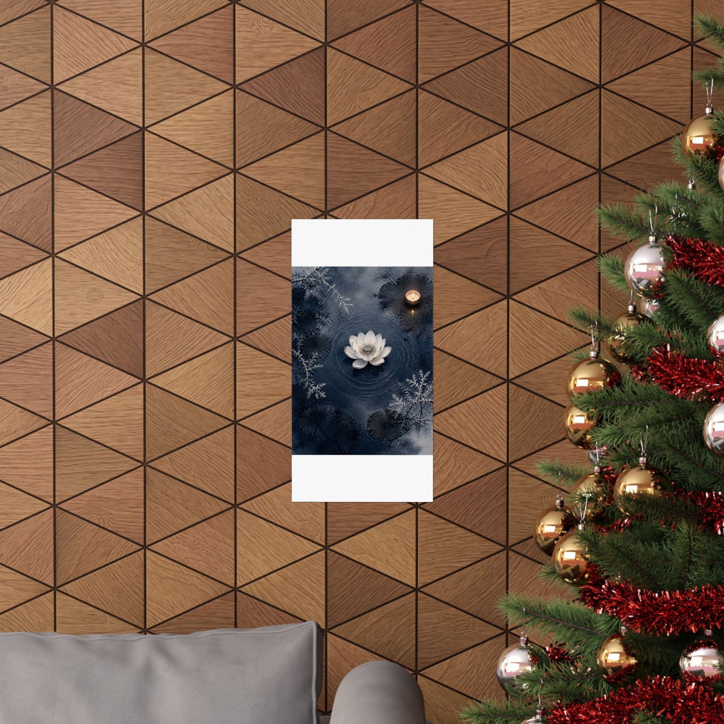 Lotus Flower Wall Art Print | Winter Zen Sumi E Art