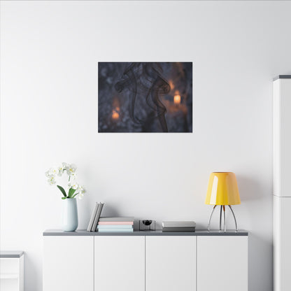 Incense Smoke Winter Canvas Art | Dark Japandi Sophisticated Design