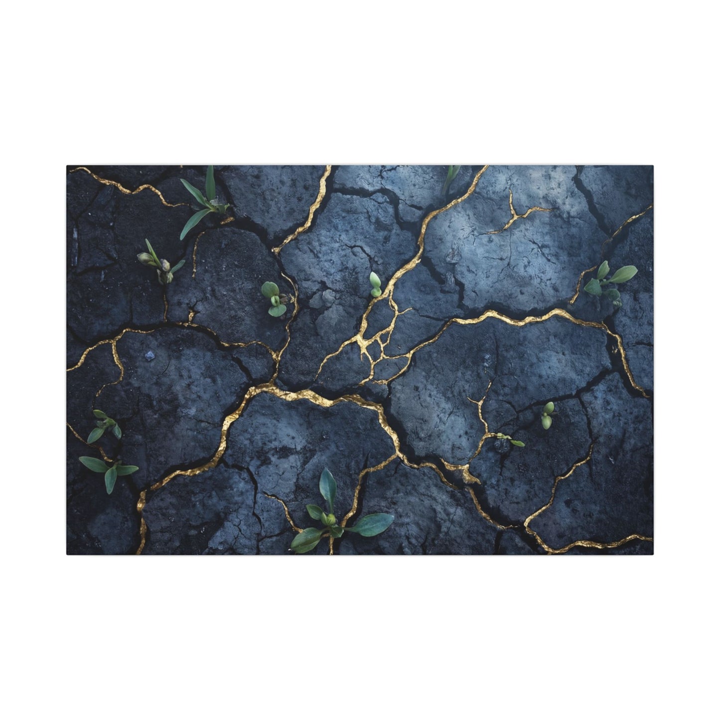 Cracked Earth Spring Canvas Art | Kintsugi Healing Design