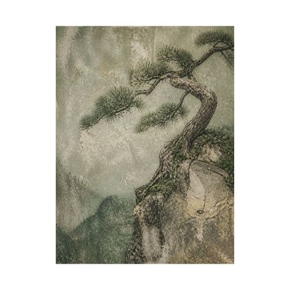 Japandi Pine Tree in Overcast | Texture Wall Art Print