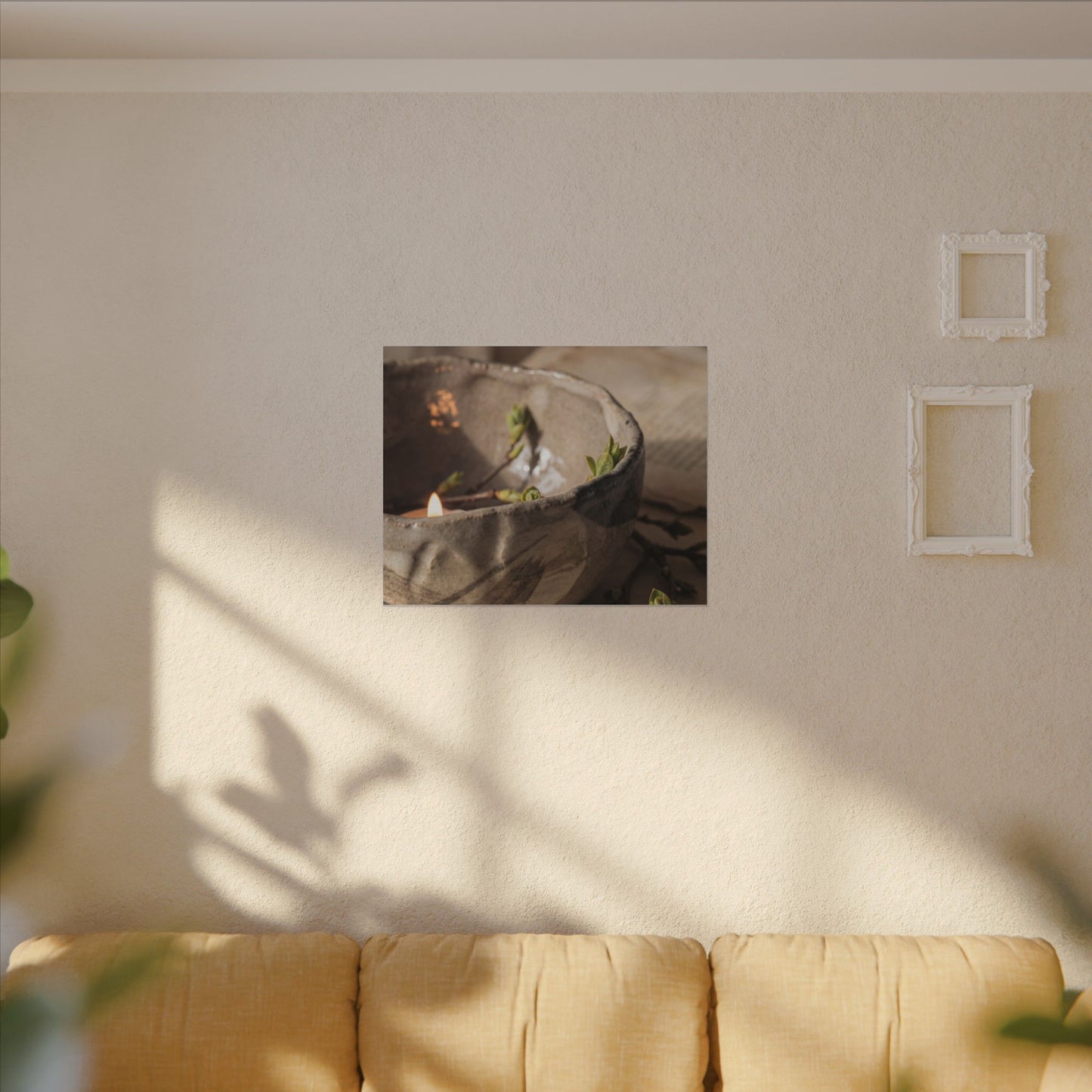 Candlelight Ceramic Bowl Canvas Art - Japandi Ma