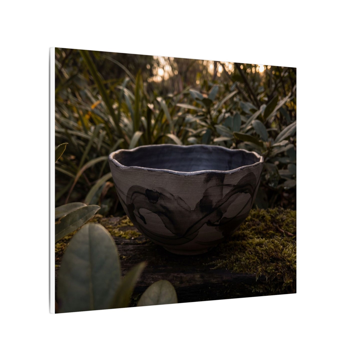 Ceramic Bowl Canvas Art | Summer Dark Japandi Charcoal Ink Art