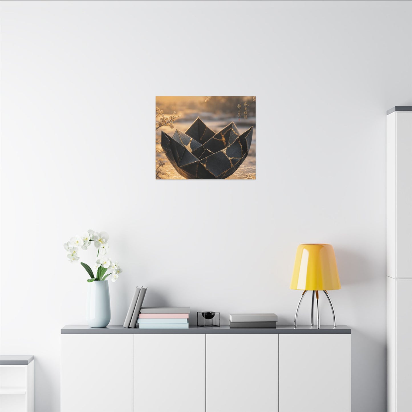 Kintsugi Paper Fold in Golden Hour | Gold Repair Canvas Art