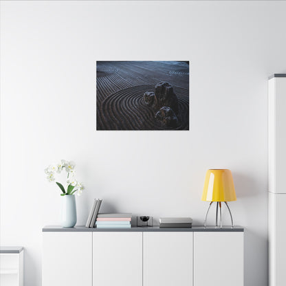 Moonlight Rock Garden Canvas Art - Dark Japandi Seijaku
