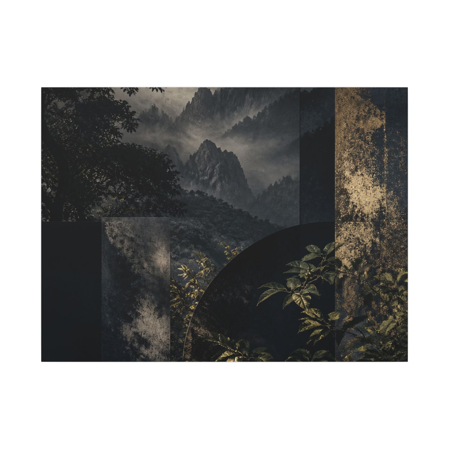 Mountain Mist Summer Canvas Art | Dark Japandi Atmospheric Design
