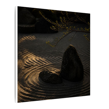 Ma Rock Garden Canvas Art - Dark Japandi Shadow Zen