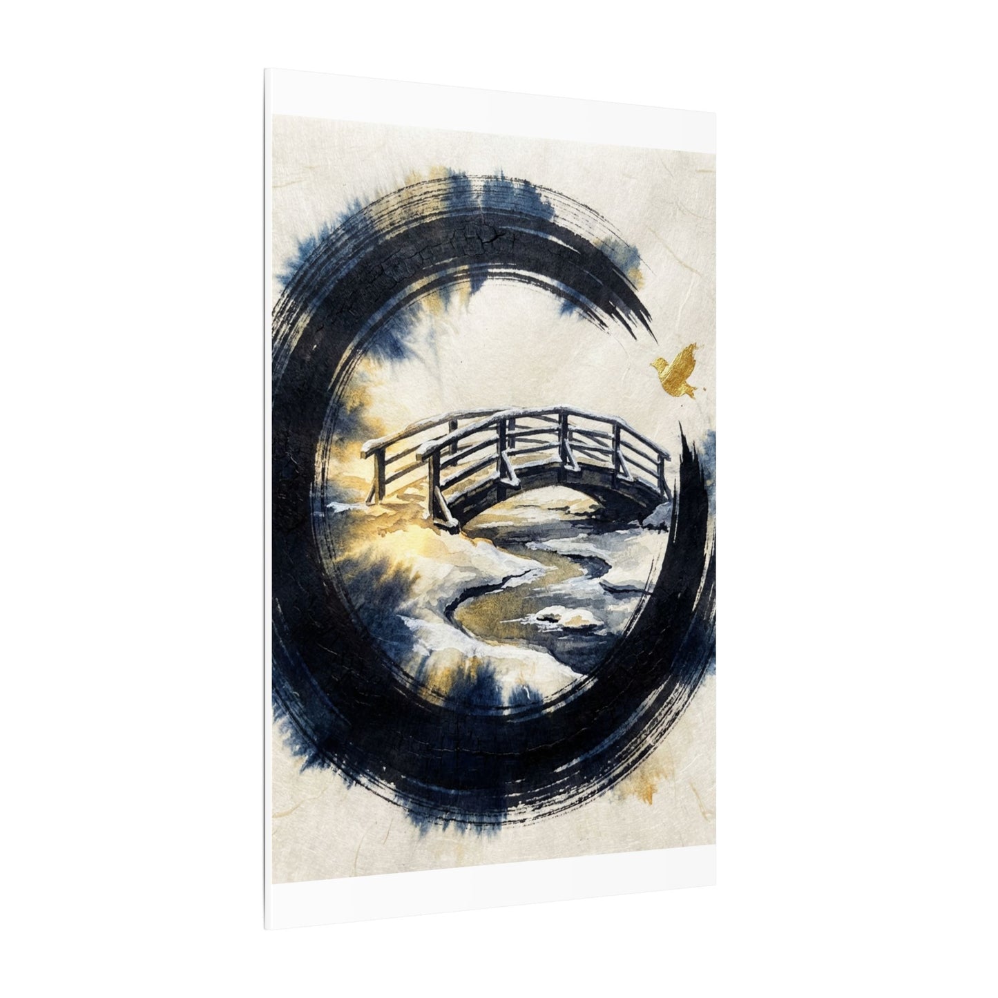 Autumn Ink Brushstroke Karesansui Canvas Art | Peaceful Decor