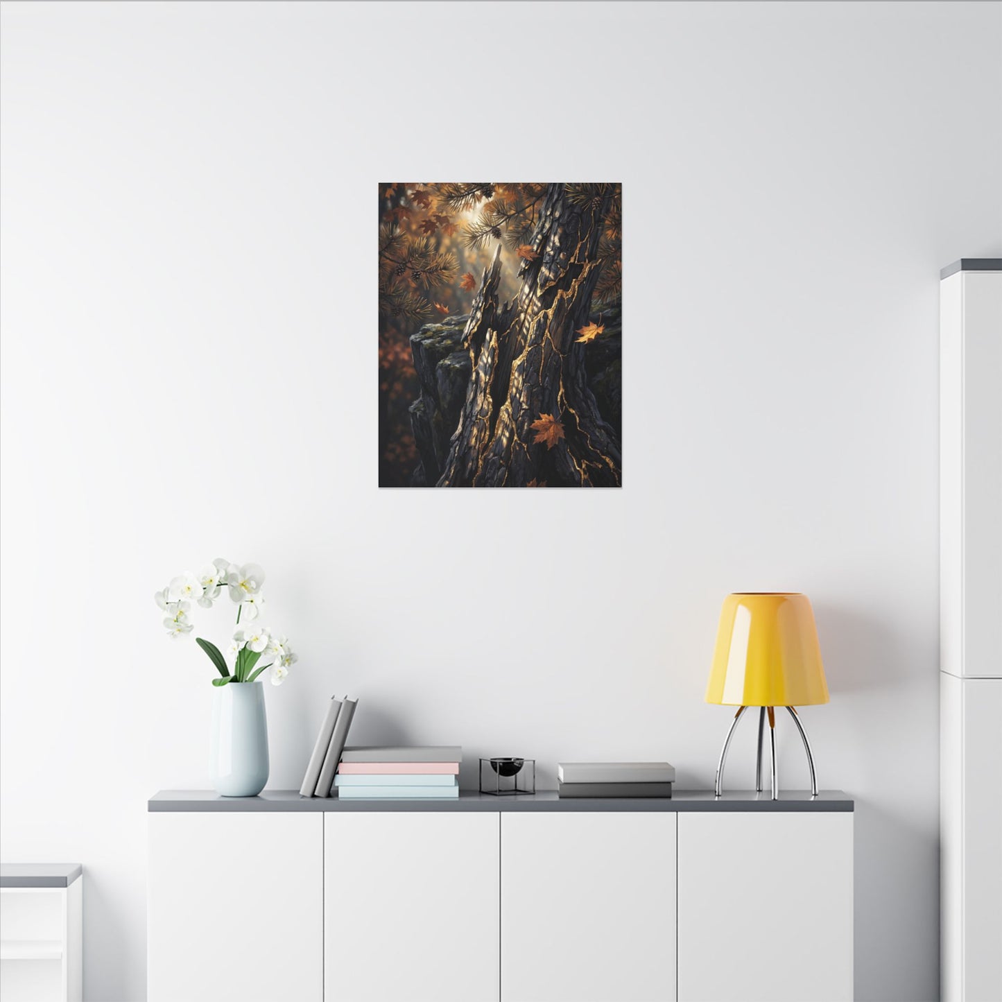Pine Tree Autumn Canvas Art | Kintsugi Beautiful Design
