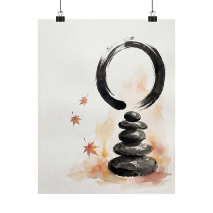 Tranquil River Stones Wall Art Print - Enso Zen Art Print