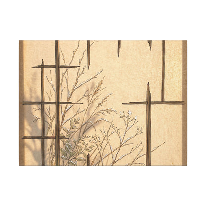 Shoji Screen Canvas Art | Winter Japandi Minimal Line Art Art Print